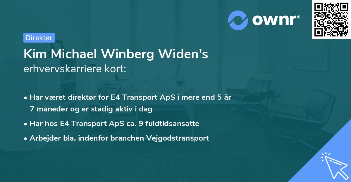 Kim Michael Winberg Widen's erhvervskarriere kort