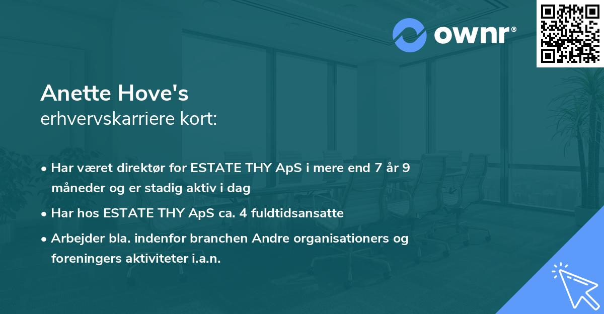 Anette Hove's erhvervskarriere kort