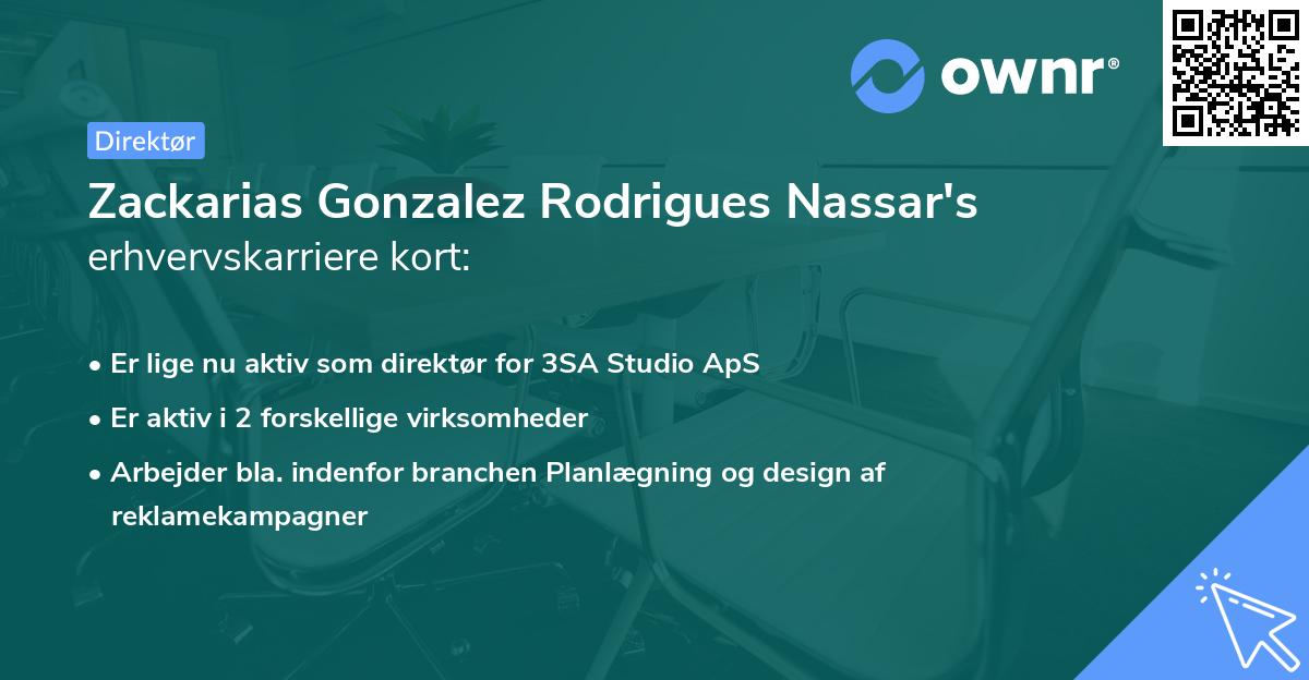 Zackarias Gonzalez Rodrigues Nassar's erhvervskarriere kort