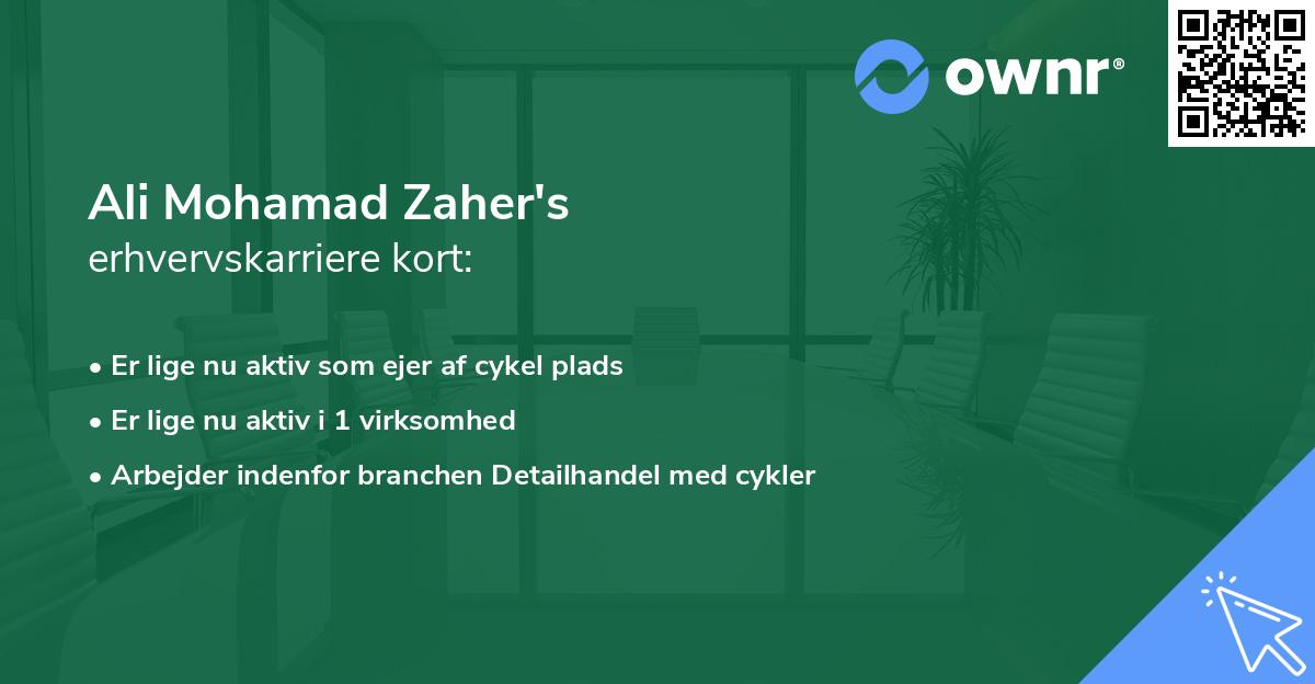 Ali Mohamad Zaher's erhvervskarriere kort