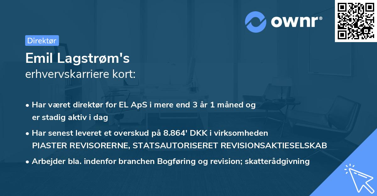 Emil Lagstrøm's erhvervskarriere kort