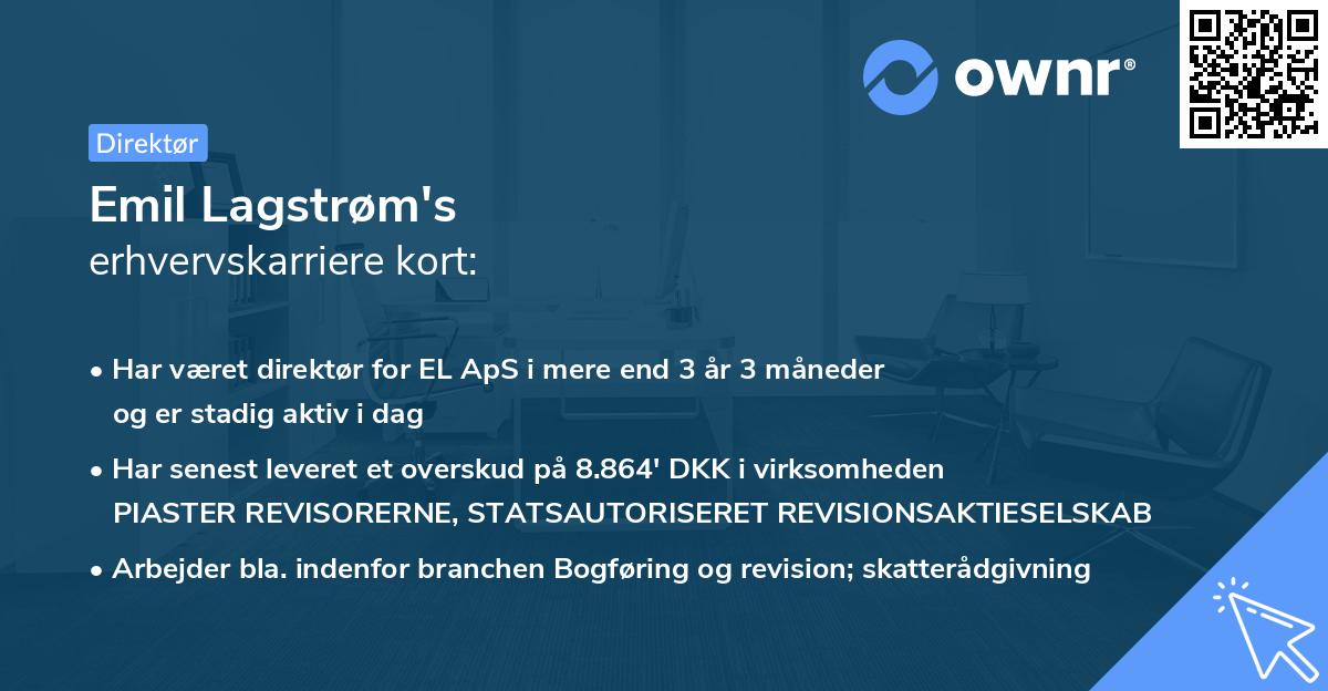 Emil Lagstrøm's erhvervskarriere kort