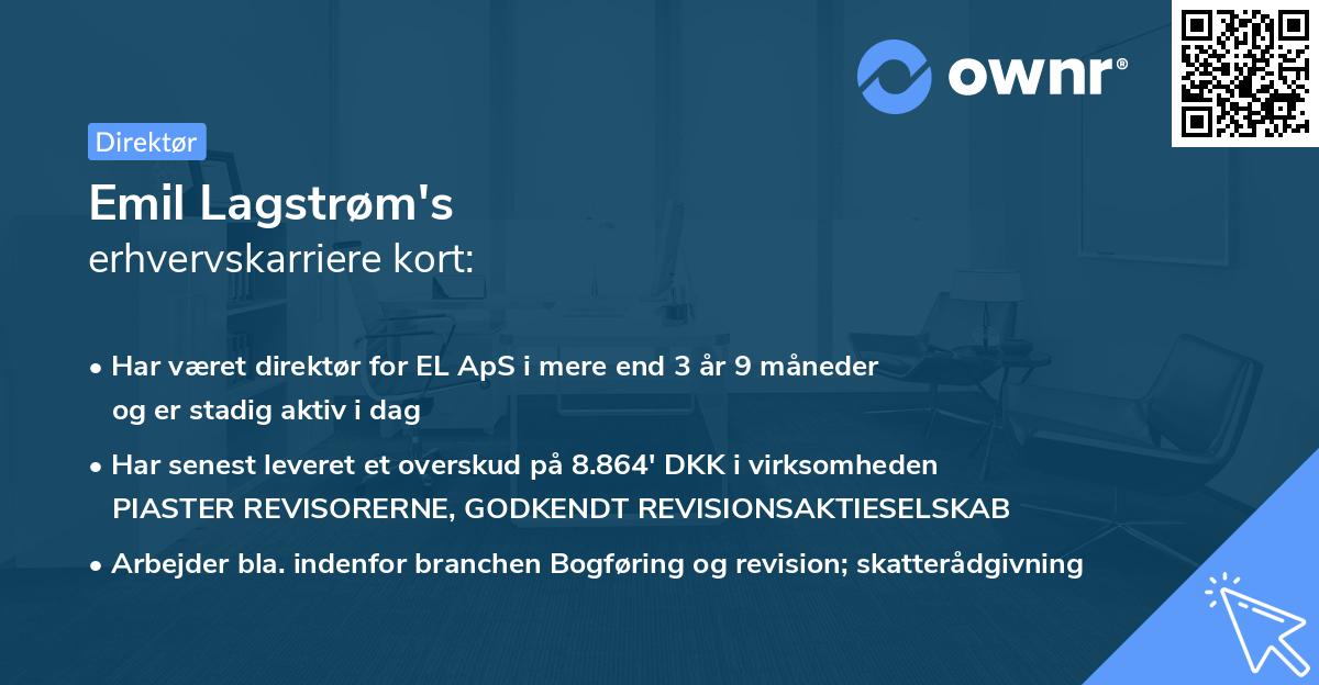 Emil Lagstrøm's erhvervskarriere kort