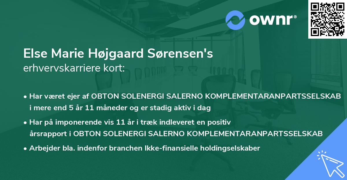 Else Marie Højgaard Sørensen's erhvervskarriere kort