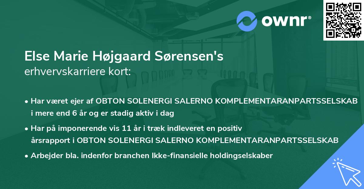 Else Marie Højgaard Sørensen's erhvervskarriere kort