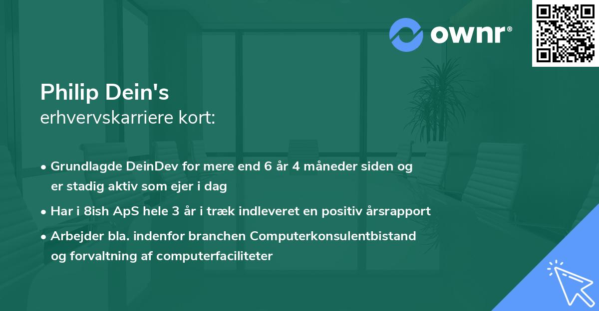 Philip Dein's erhvervskarriere kort