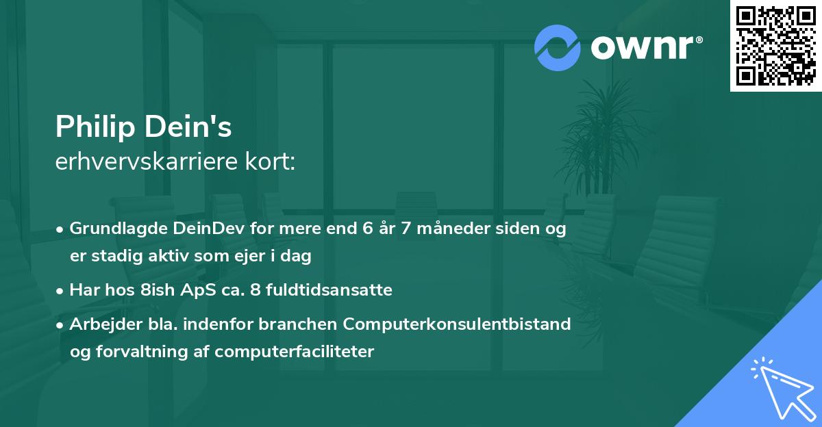 Philip Dein's erhvervskarriere kort