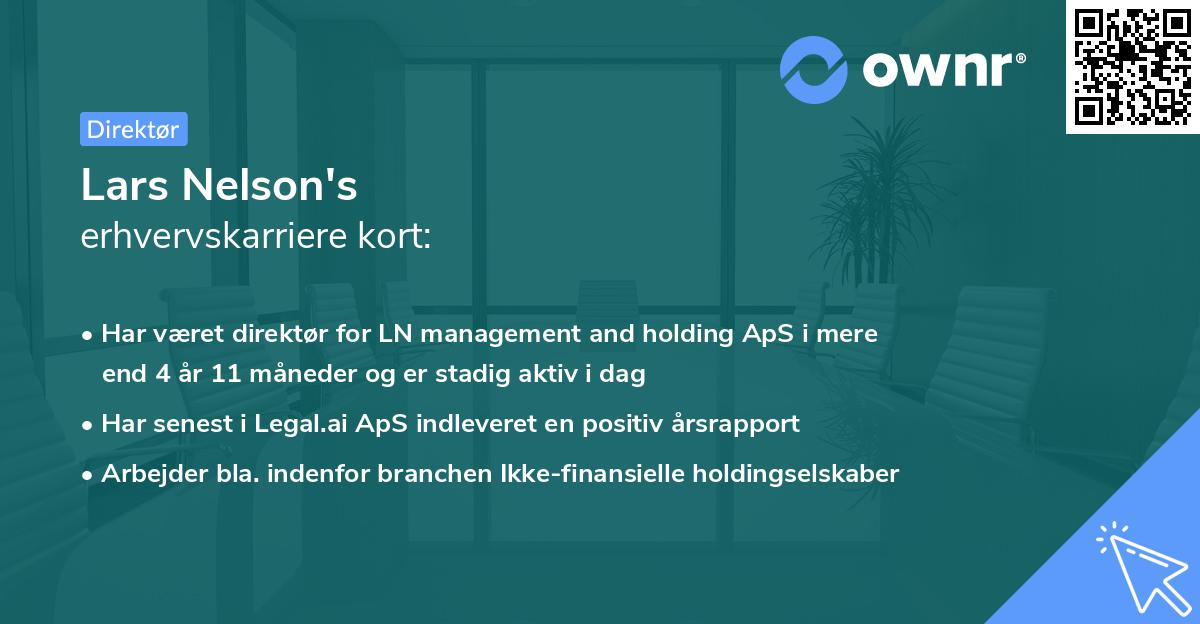 Lars Nelson's erhvervskarriere kort