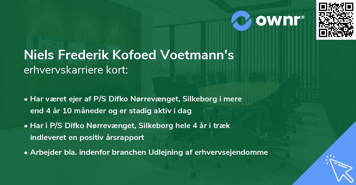 Niels Frederik Kofoed Voetmann's erhvervskarriere kort