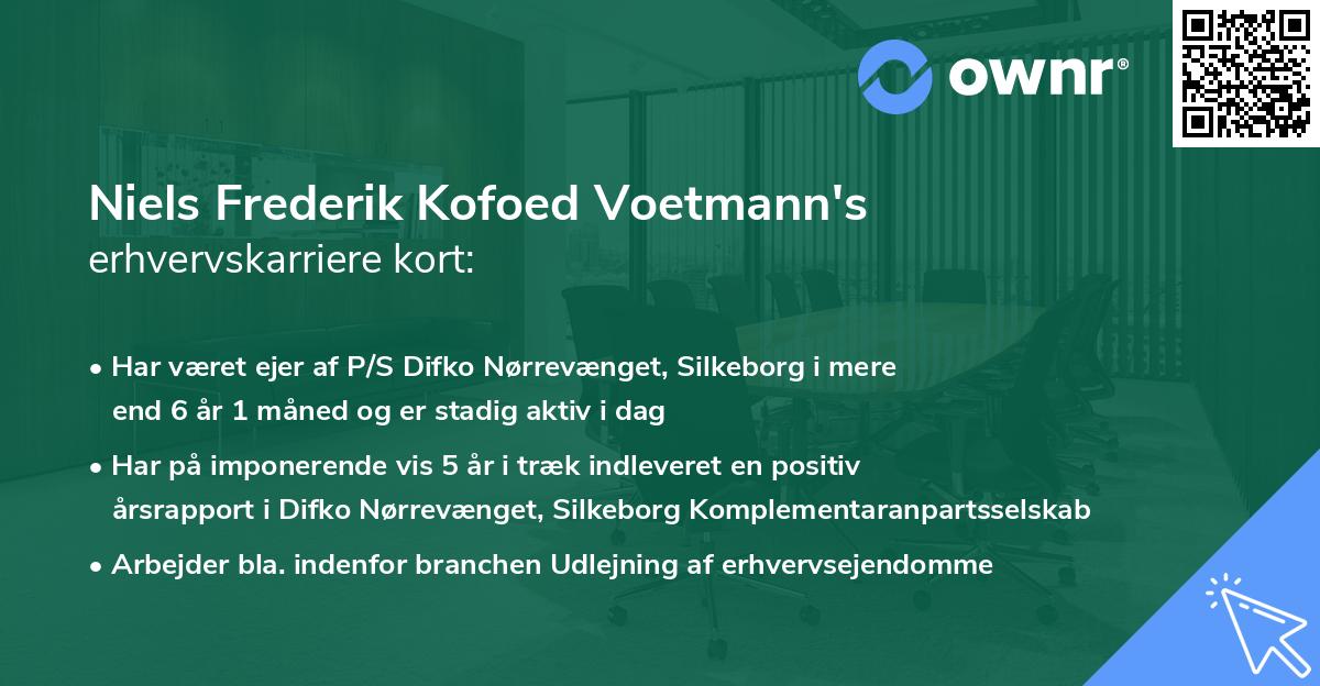 Niels Frederik Kofoed Voetmann's erhvervskarriere kort
