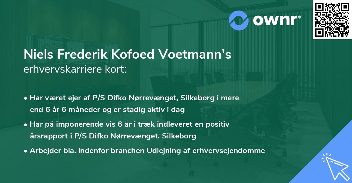 Niels Frederik Kofoed Voetmann's erhvervskarriere kort