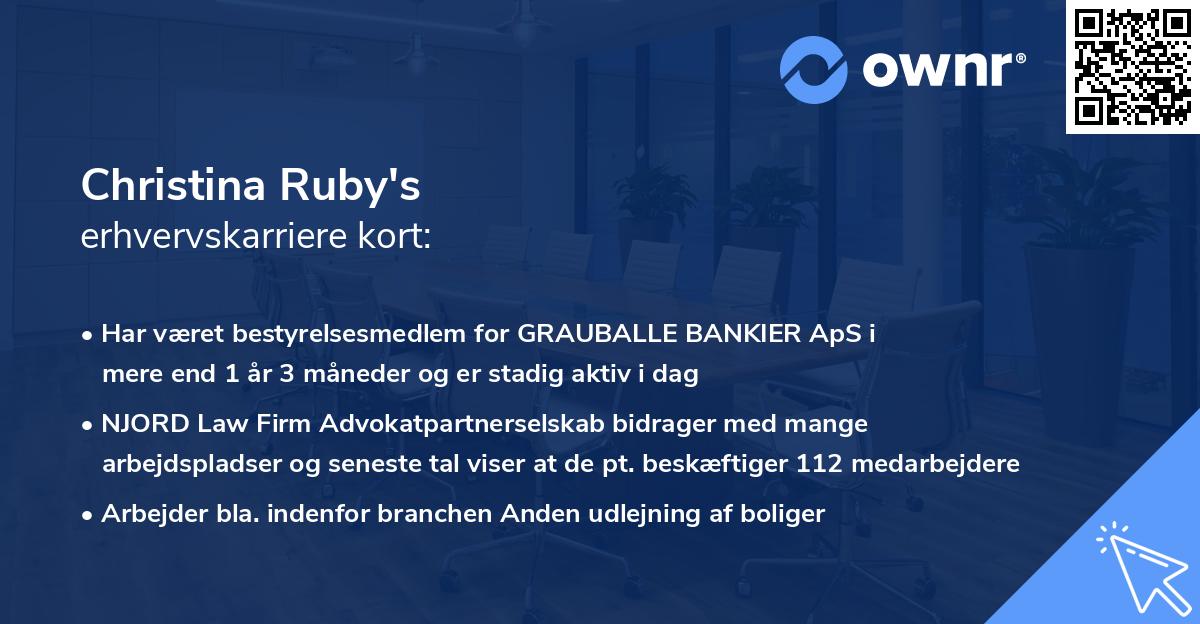 Christina Ruby's erhvervskarriere kort