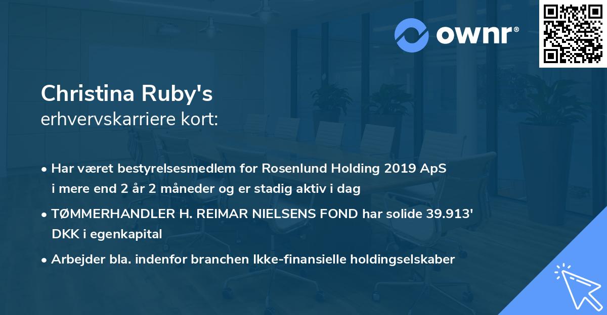 Christina Ruby's erhvervskarriere kort