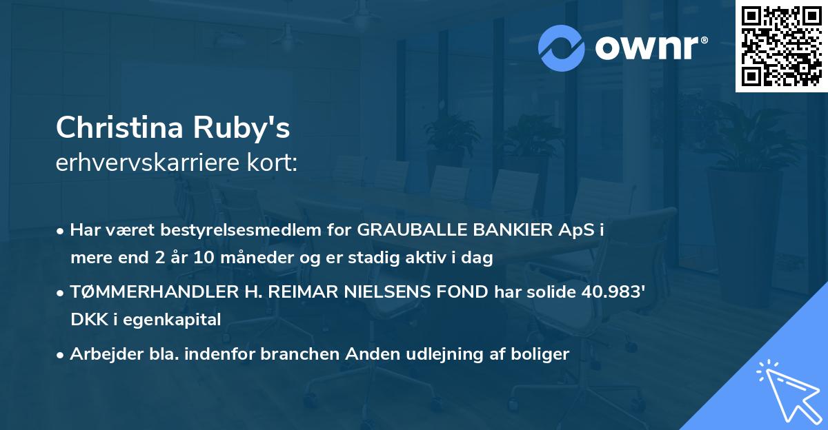 Christina Ruby's erhvervskarriere kort