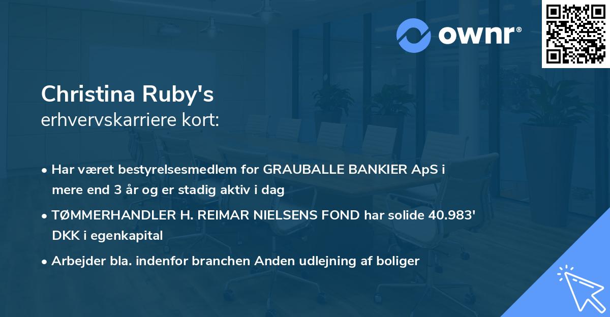 Christina Ruby's erhvervskarriere kort