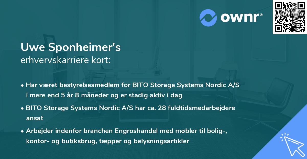 Uwe Sponheimer's erhvervskarriere kort