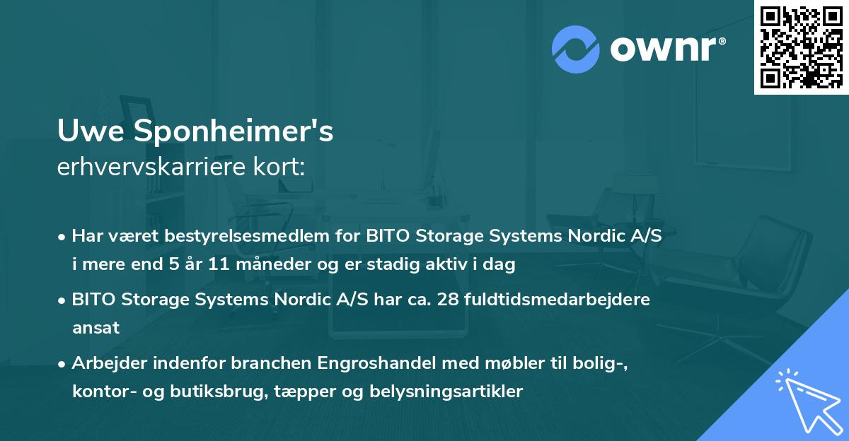 Uwe Sponheimer's erhvervskarriere kort