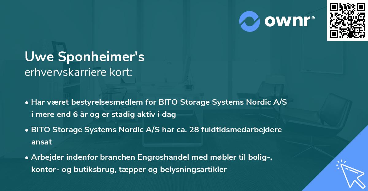 Uwe Sponheimer's erhvervskarriere kort