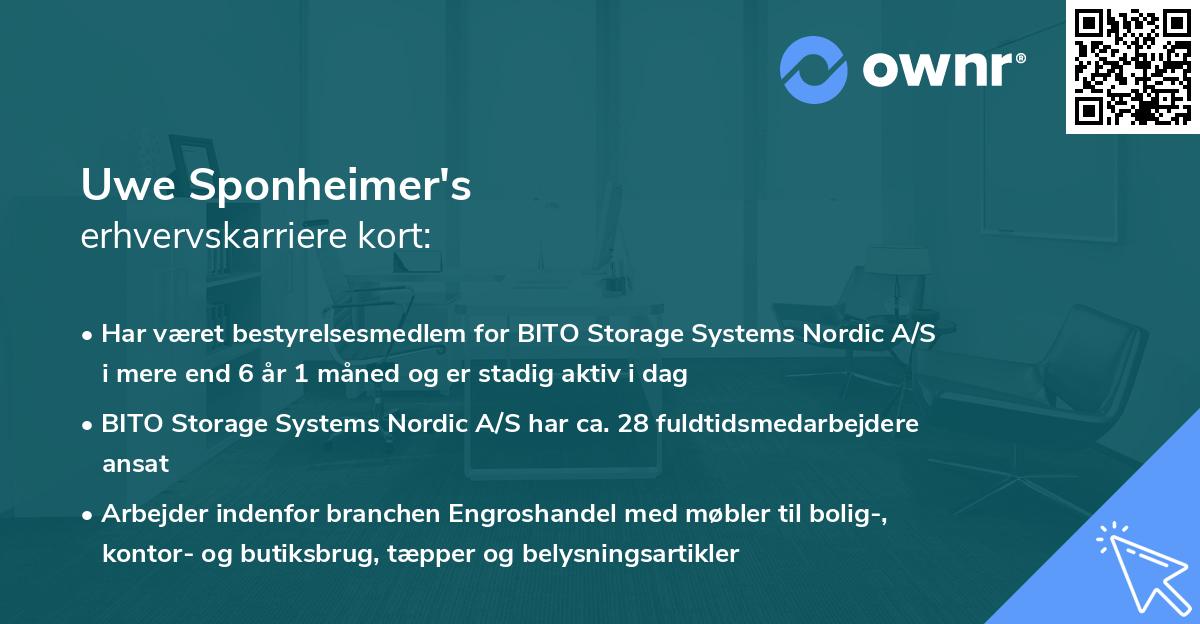 Uwe Sponheimer's erhvervskarriere kort