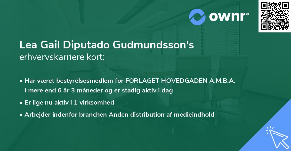 Lea Gail Diputado Gudmundsson's erhvervskarriere kort
