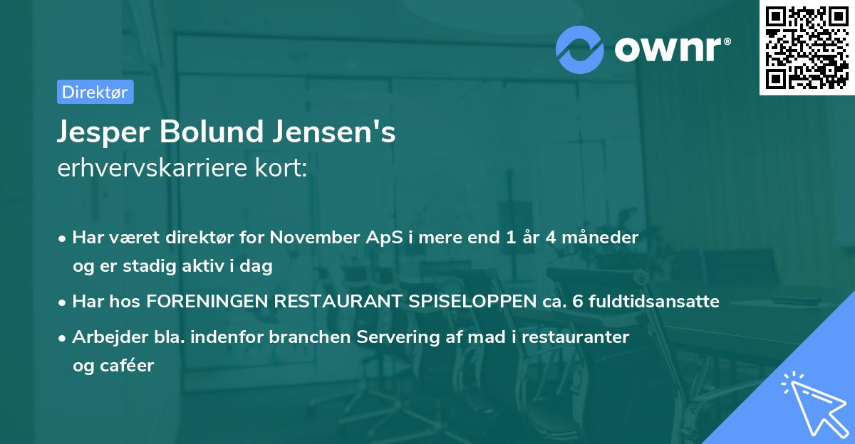Jesper Bolund Jensen's erhvervskarriere kort