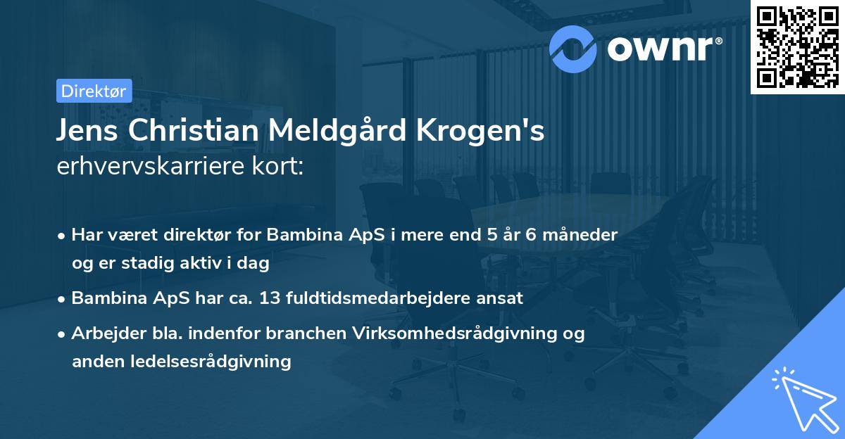 Jens Christian Meldgård Krogen's erhvervskarriere kort