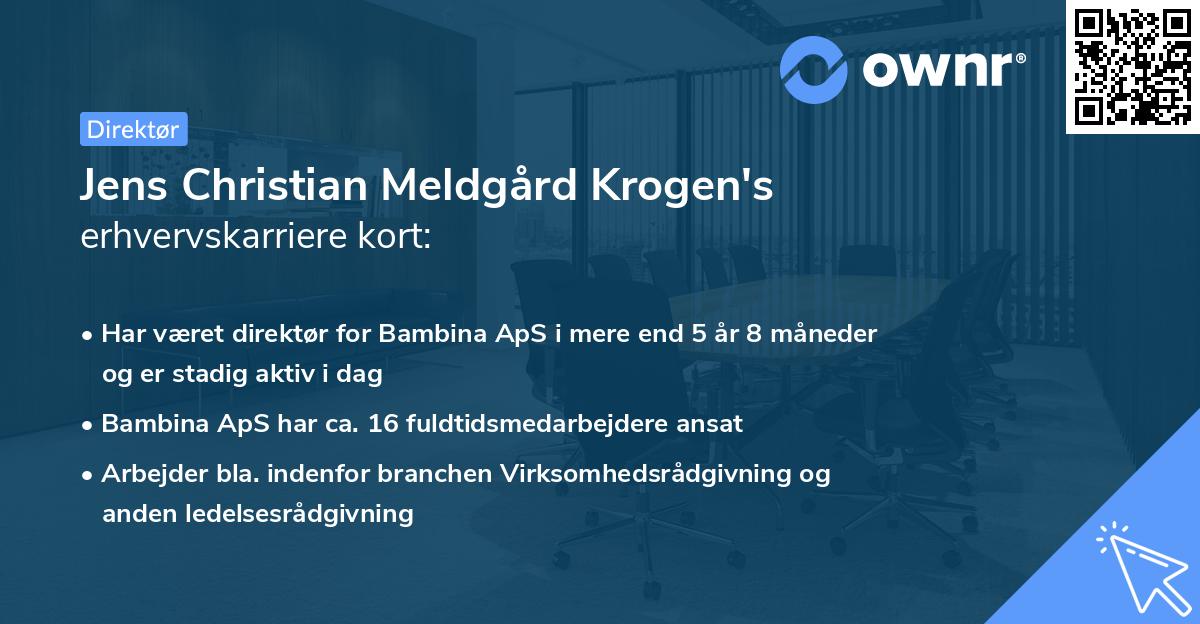 Jens Christian Meldgård Krogen's erhvervskarriere kort
