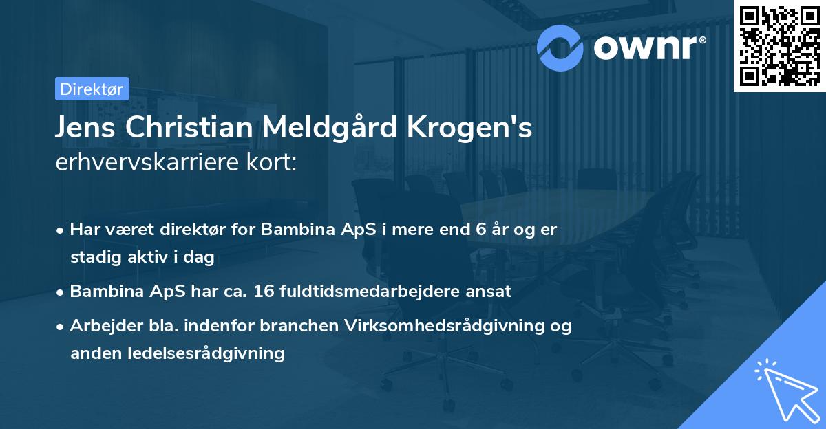Jens Christian Meldgård Krogen's erhvervskarriere kort