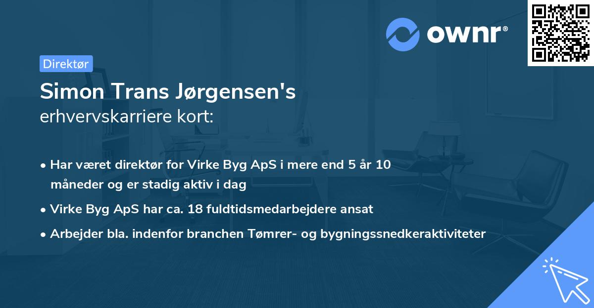 Simon Trans Jørgensen's erhvervskarriere kort