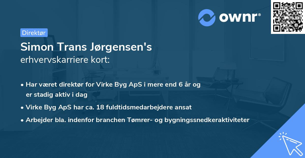 Simon Trans Jørgensen's erhvervskarriere kort