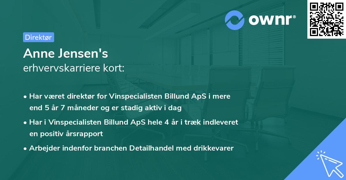 Anne Jensen's erhvervskarriere kort