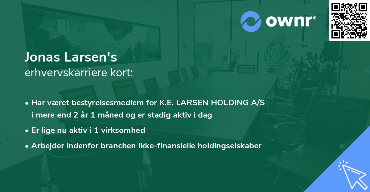 Jonas Larsen's erhvervskarriere kort