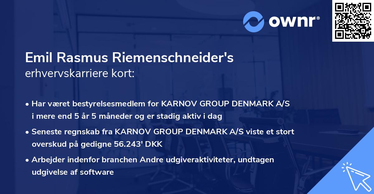 Emil Rasmus Riemenschneider's erhvervskarriere kort