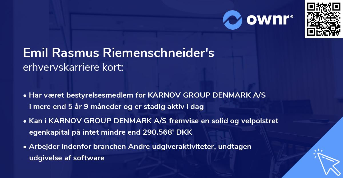 Emil Rasmus Riemenschneider's erhvervskarriere kort