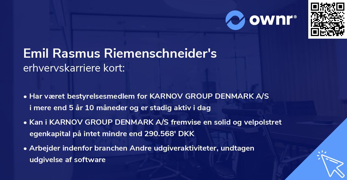 Emil Rasmus Riemenschneider's erhvervskarriere kort