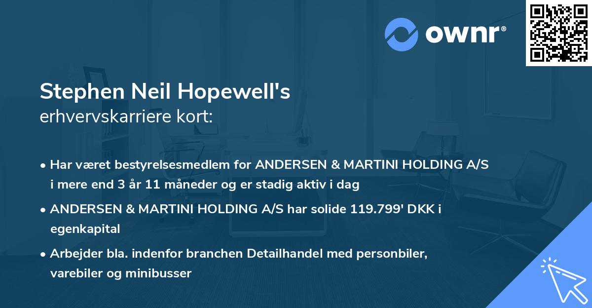 Stephen Neil Hopewell's erhvervskarriere kort