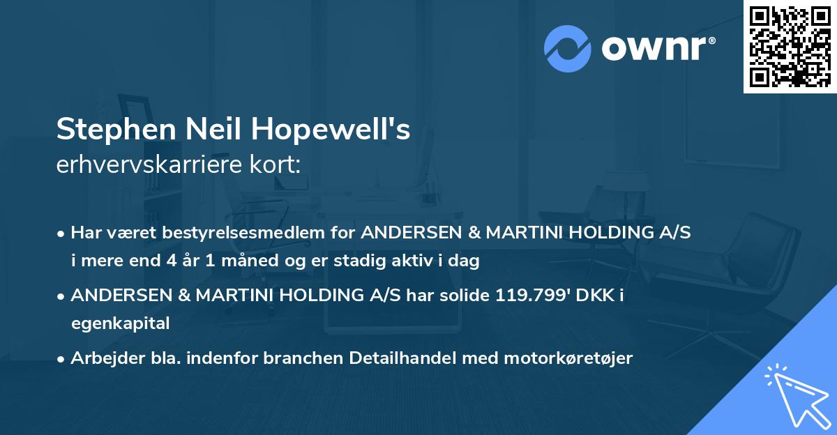 Stephen Neil Hopewell's erhvervskarriere kort