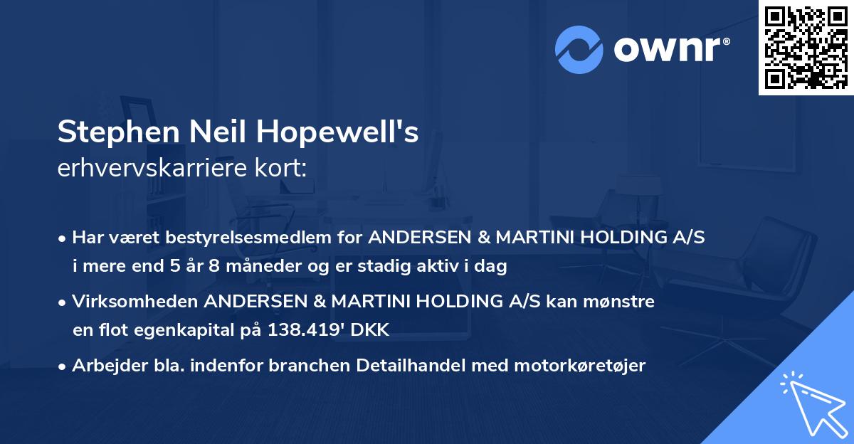 Stephen Neil Hopewell's erhvervskarriere kort