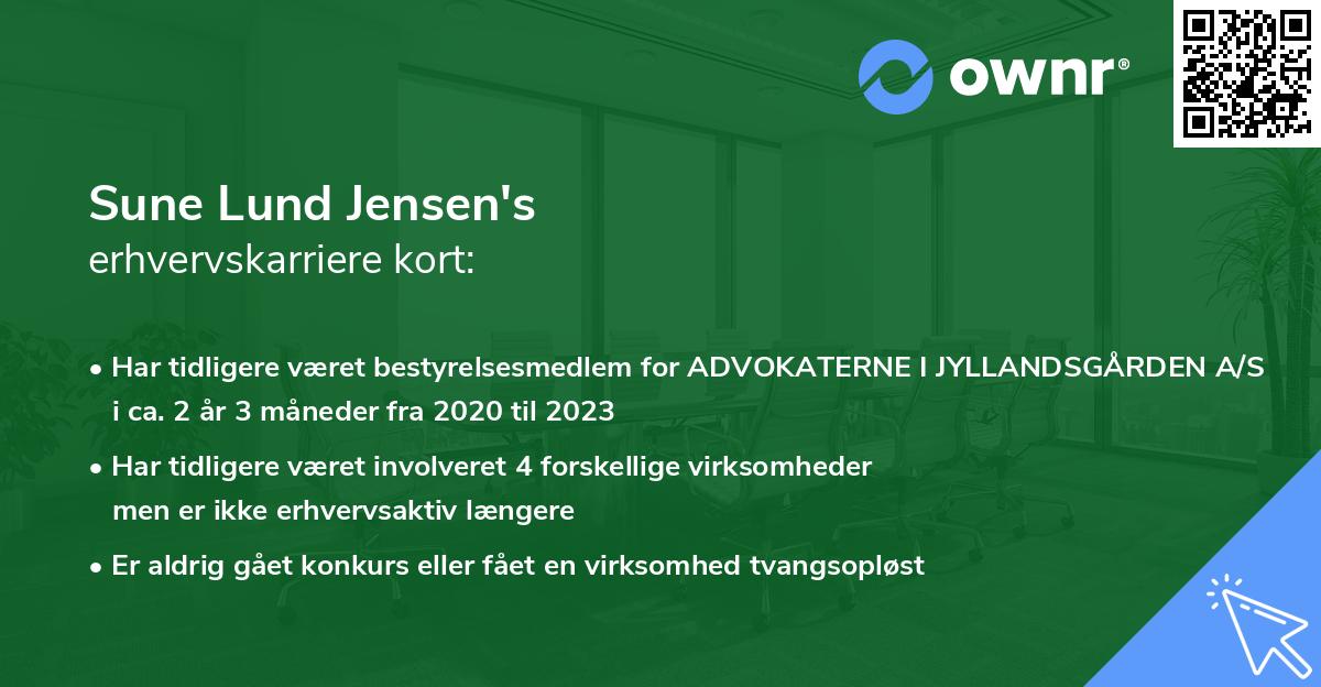 Sune Lund Jensen's erhvervskarriere kort
