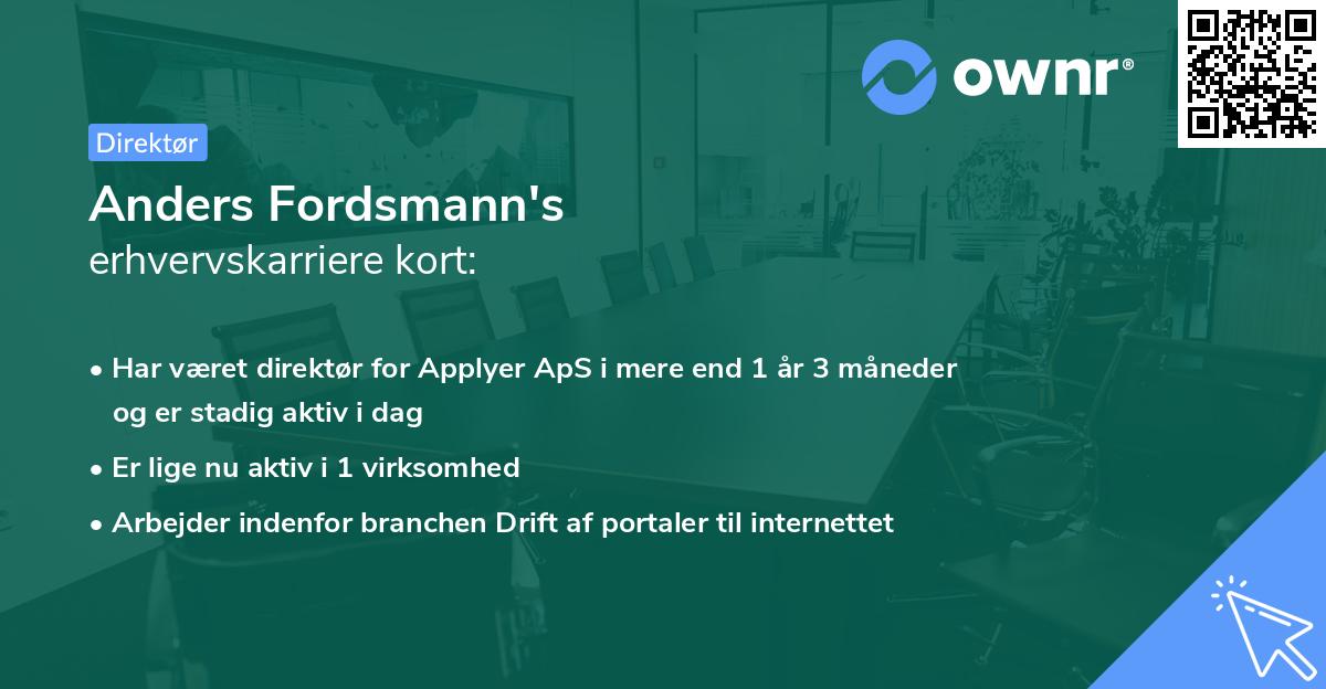 Anders Fordsmann's erhvervskarriere kort