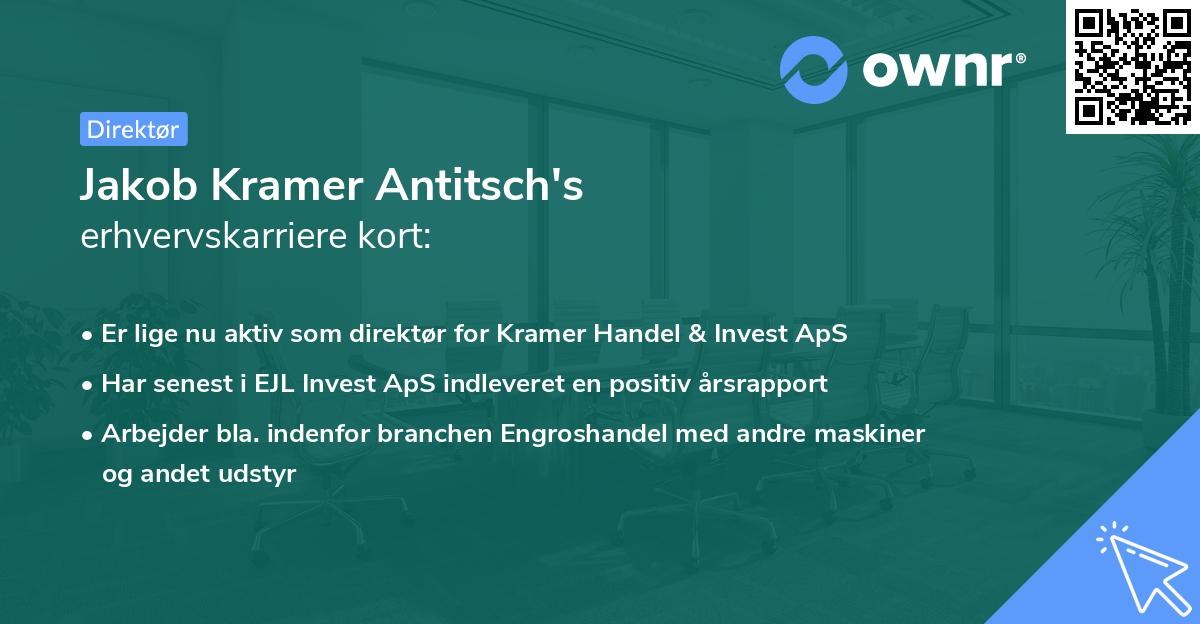 Jakob Kramer Antitsch's erhvervskarriere kort