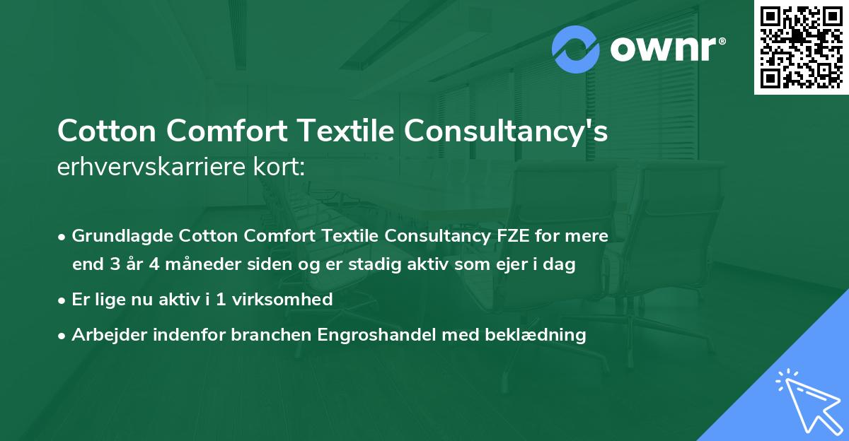 Cotton Comfort Textile Consultancy's erhvervskarriere kort