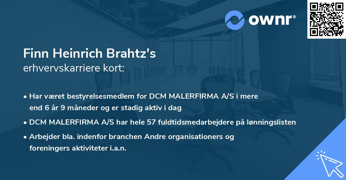 Finn Heinrich Brahtz's erhvervskarriere kort