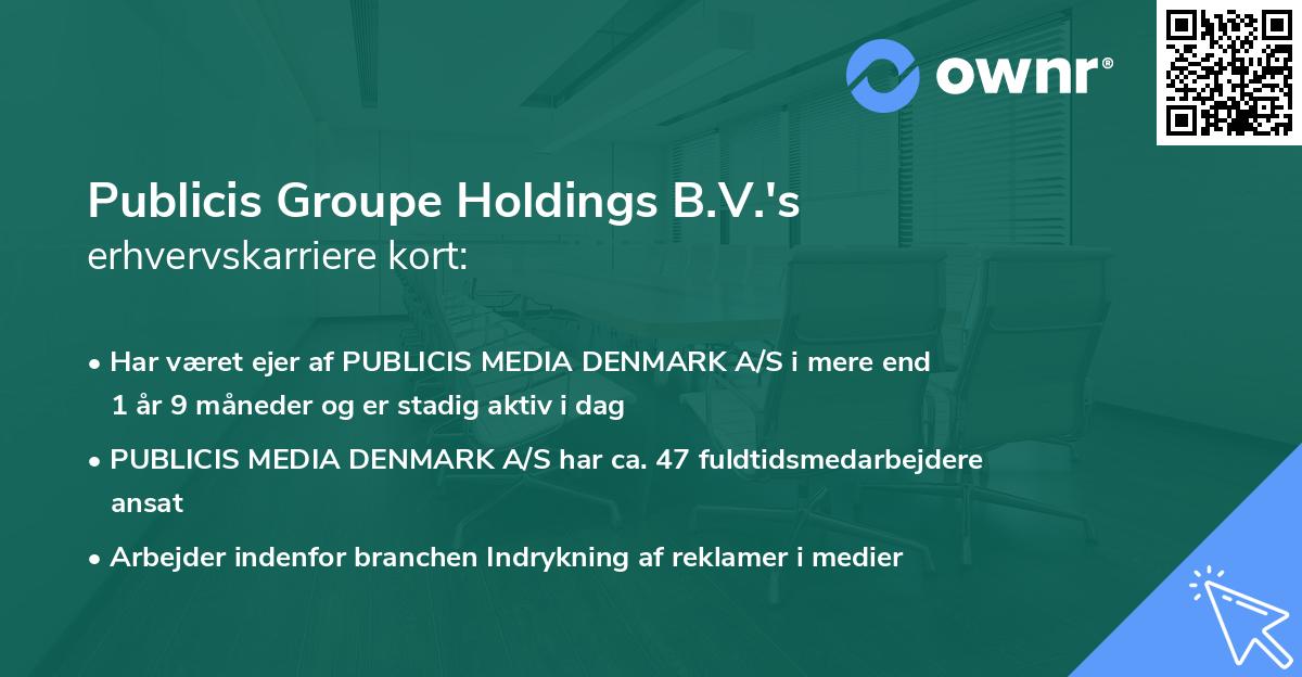 Publicis Groupe Holdings B.V.'s erhvervskarriere kort