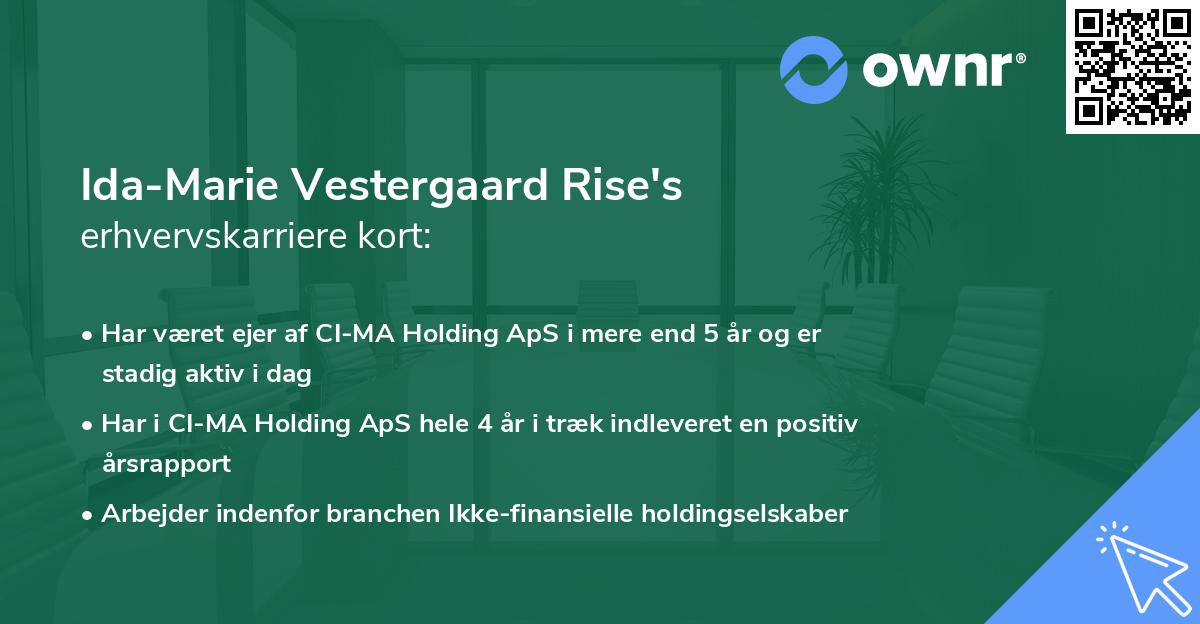 Ida-Marie Vestergaard Rise's erhvervskarriere kort