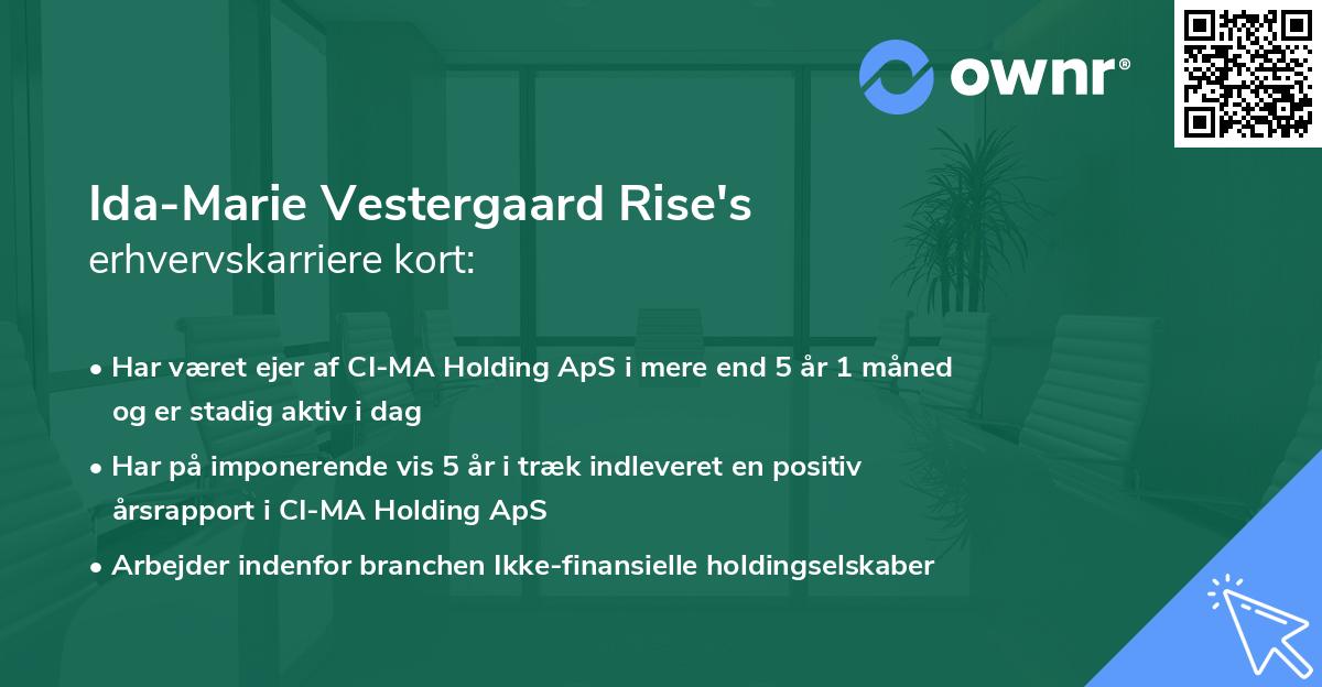 Ida-Marie Vestergaard Rise's erhvervskarriere kort