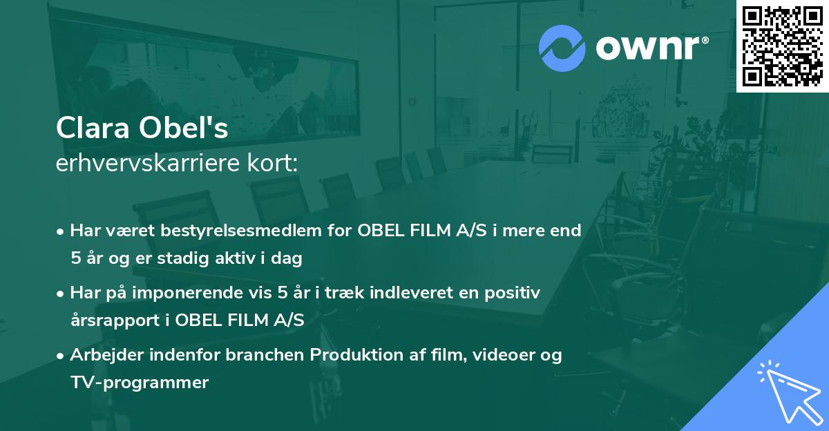 Clara Obel's erhvervskarriere kort