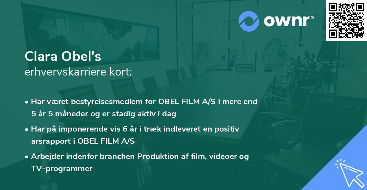 Clara Obel's erhvervskarriere kort