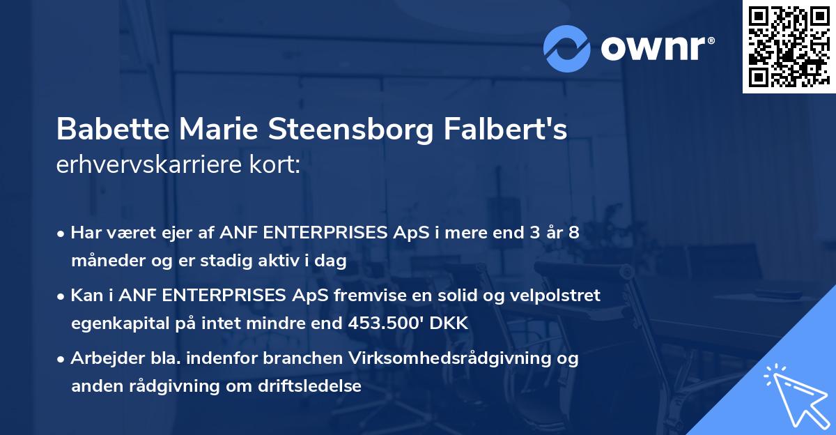 Babette Marie Steensborg Falbert's erhvervskarriere kort