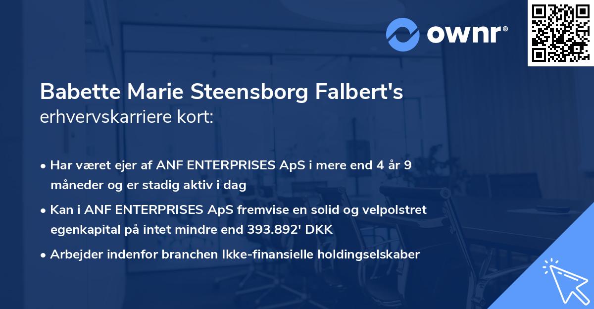 Babette Marie Steensborg Falbert's erhvervskarriere kort
